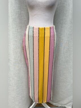 Blue B. Collection striped colorful sequins midi skirt